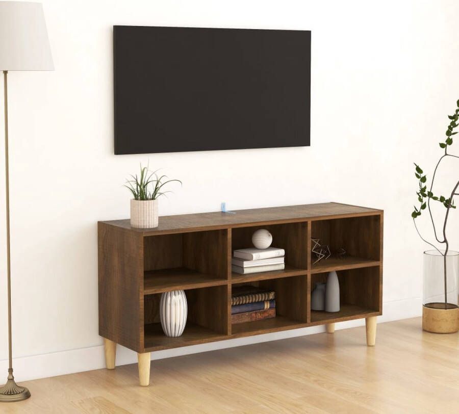VidaLife Tv-meubel met houten poten 103 5x30x50 cm bruineikenkleurig