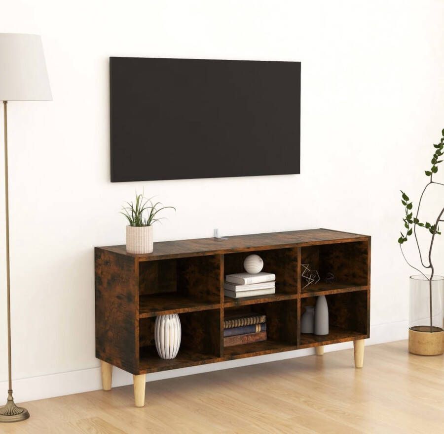 VidaLife Tv-meubel met houten poten 103 5x30x50 cm gerookt eikenkleurig