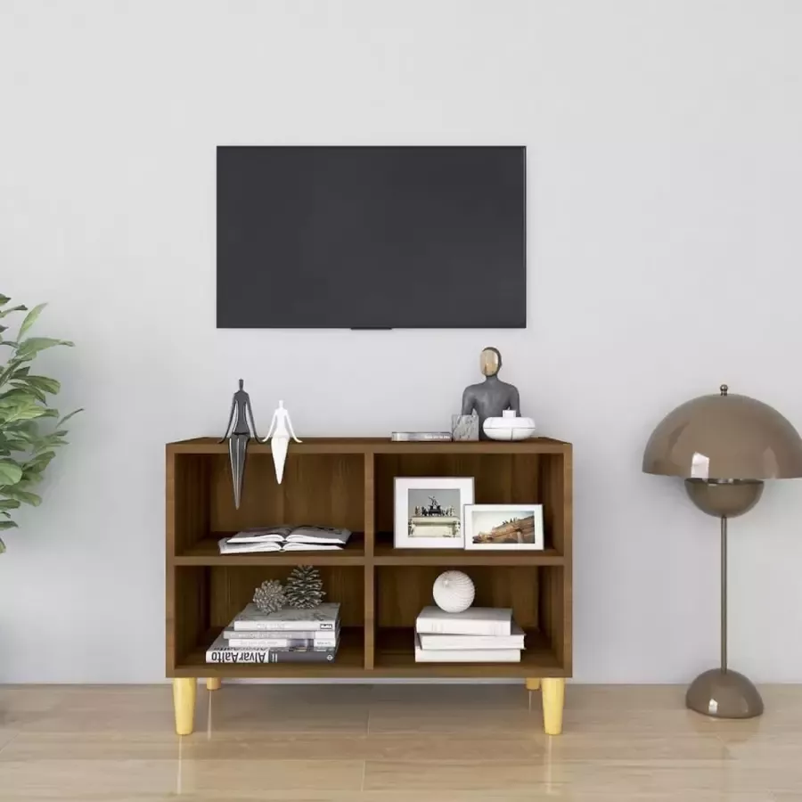 VidaLife Tv-meubel met houten poten 69 5x30x50 cm bruineikenkleurig