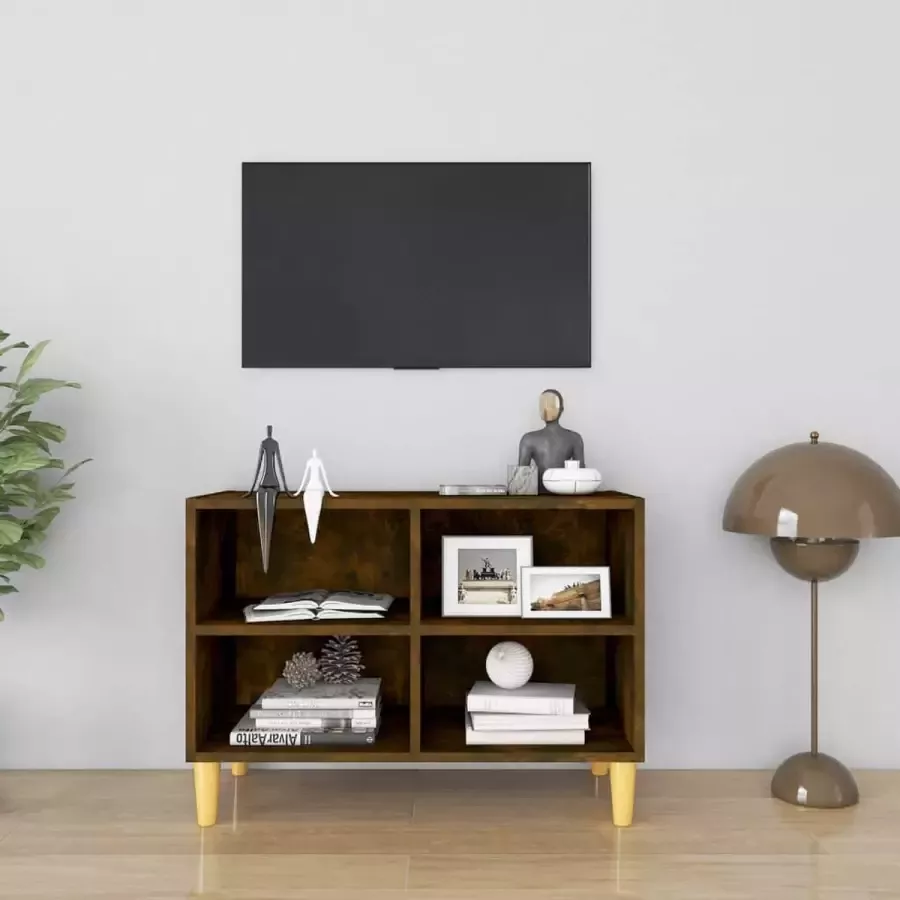 VidaLife Tv-meubel met houten poten 69 5x30x50 cm gerookt eikenkleurig