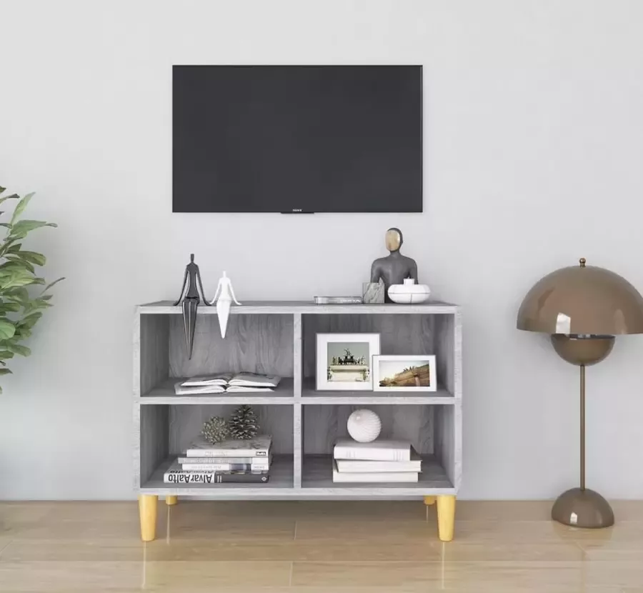 VidaLife Tv-meubel met houten poten 69 5x30x50 cm grijs sonoma eiken
