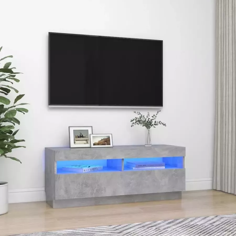 VidaLife Tv-meubel met LED-verlichting 100x35x40 cm betongrijs
