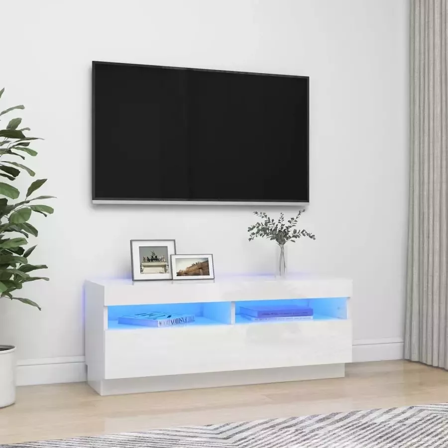 VidaLife Tv-meubel met LED-verlichting 100x35x40 cm hoogglans wit
