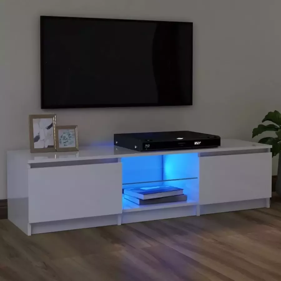VidaLife Tv-meubel met LED-verlichting 120x30x35 5 cm hoogglans wit