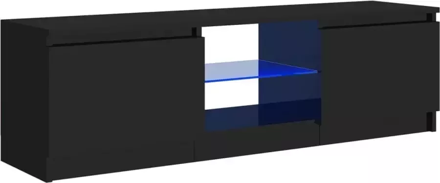 VidaLife Tv-meubel met LED-verlichting 120x30x35 5 cm hoogglans zwart