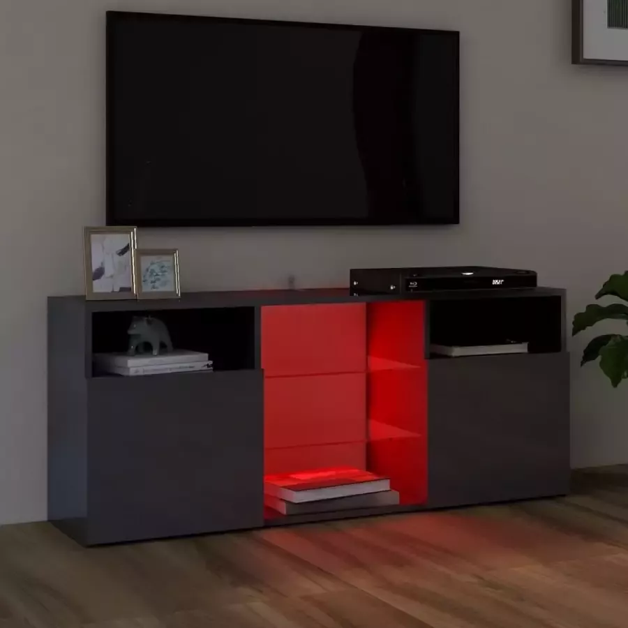 VidaLife Tv-meubel met LED-verlichting 120x30x50 cm hoogglans grijs