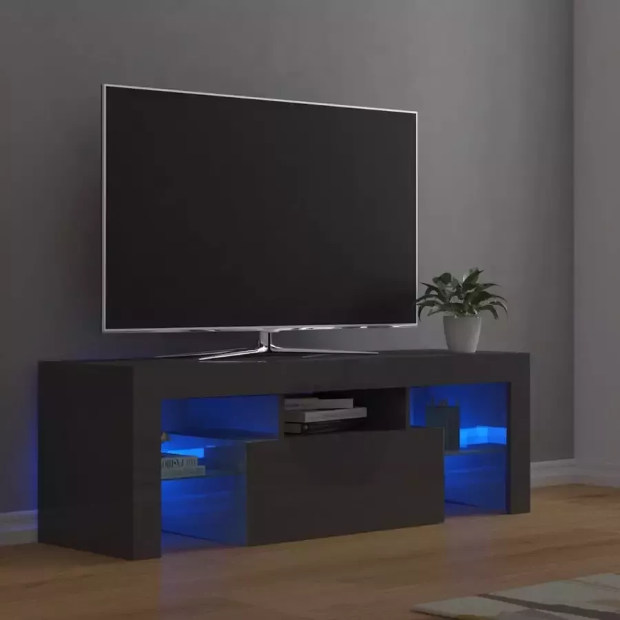 VidaLife Tv-meubel met LED-verlichting 120x35x40 cm hoogglans grijs