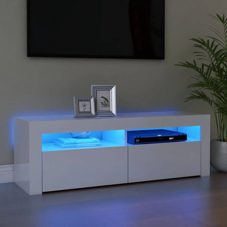 VidaLife Tv-meubel met LED-verlichting 120x35x40 cm hoogglans wit