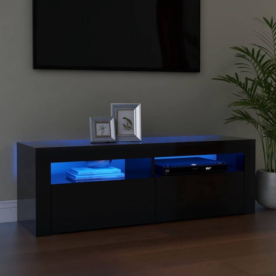 VidaLife Tv-meubel met LED-verlichting 120x35x40 cm hoogglans zwart