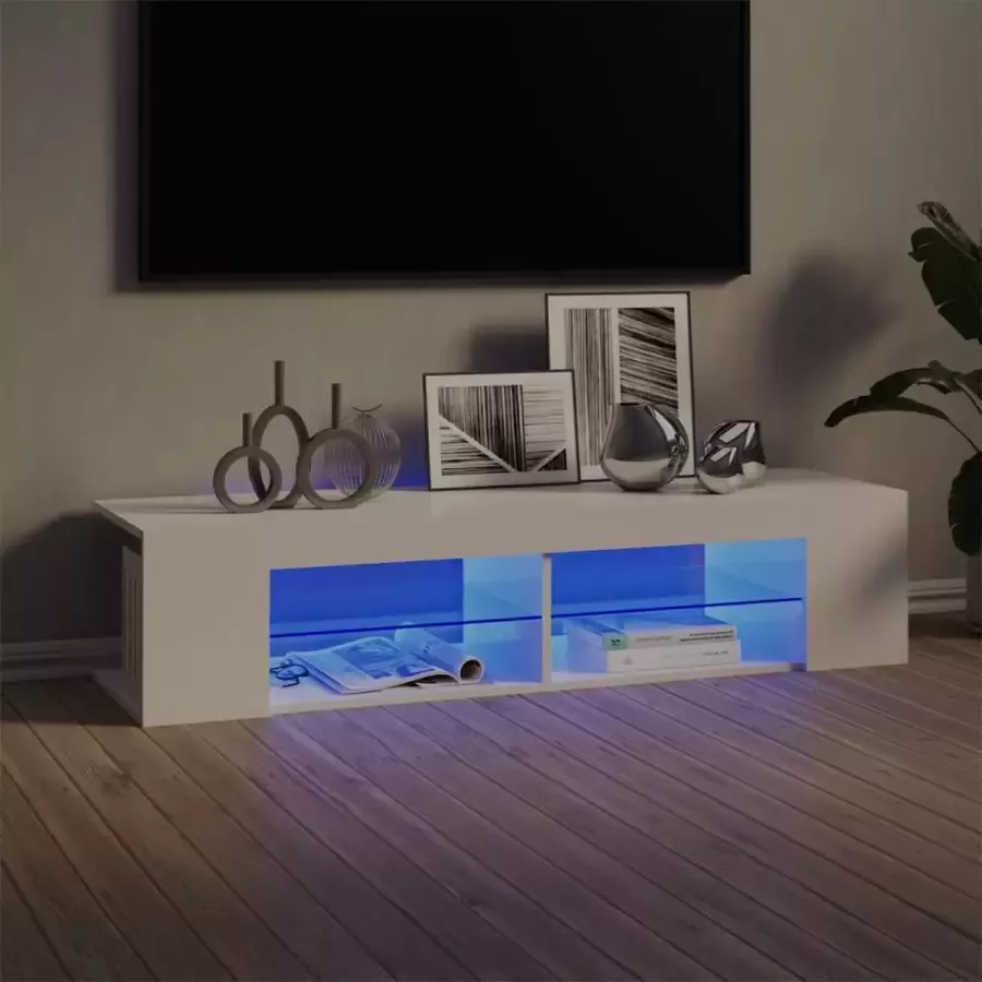 VidaLife Tv-meubel met LED-verlichting 135x39x30 cm hoogglans wit