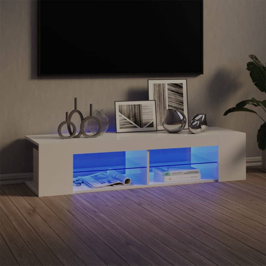 VidaLife Tv-meubel met LED-verlichting 135x39x30 cm hoogglans wit