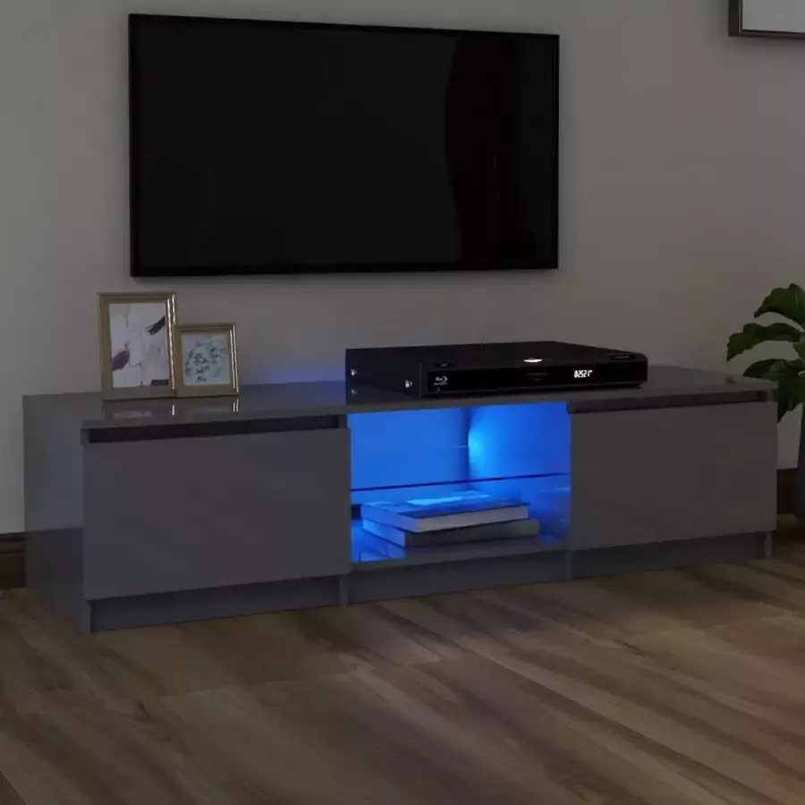VidaLife Tv-meubel met LED-verlichting 140x40x35 5 cm hoogglans grijs