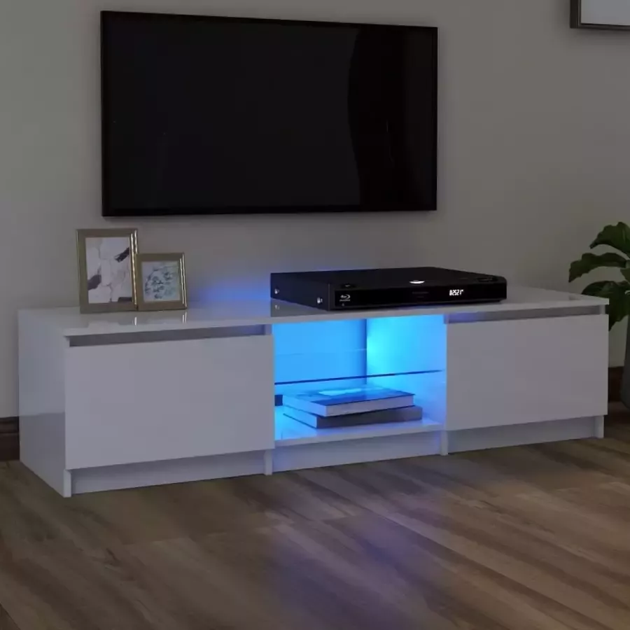 VidaLife Tv-meubel met LED-verlichting 140x40x35 5 cm hoogglans wit