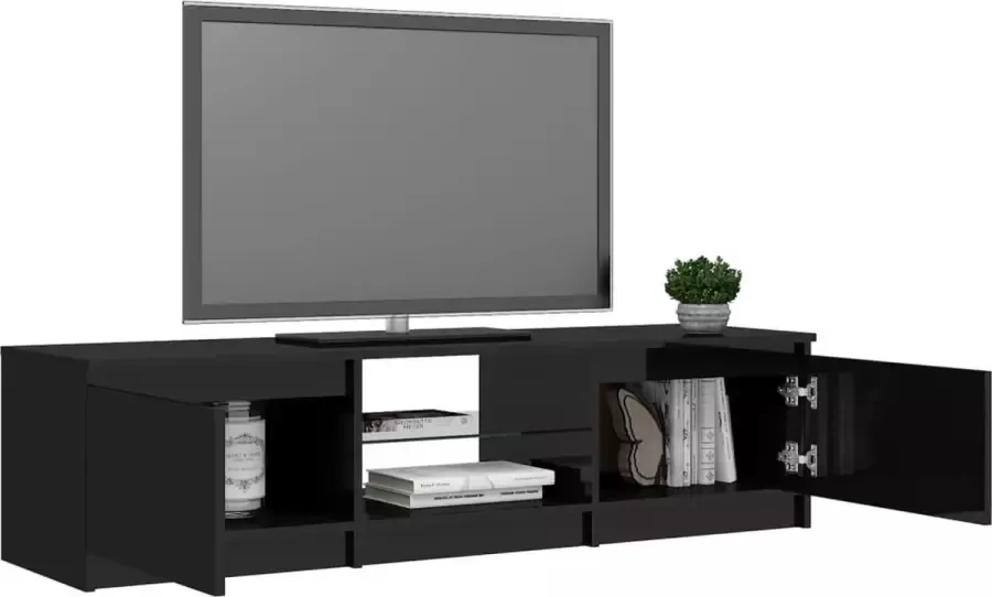 VidaLife Tv-meubel met LED-verlichting 140x40x35 5 cm hoogglans zwart