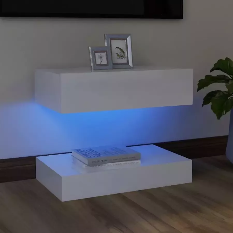 VidaLife Tv-meubel met LED-verlichting 60x35 cm hoogglans wit