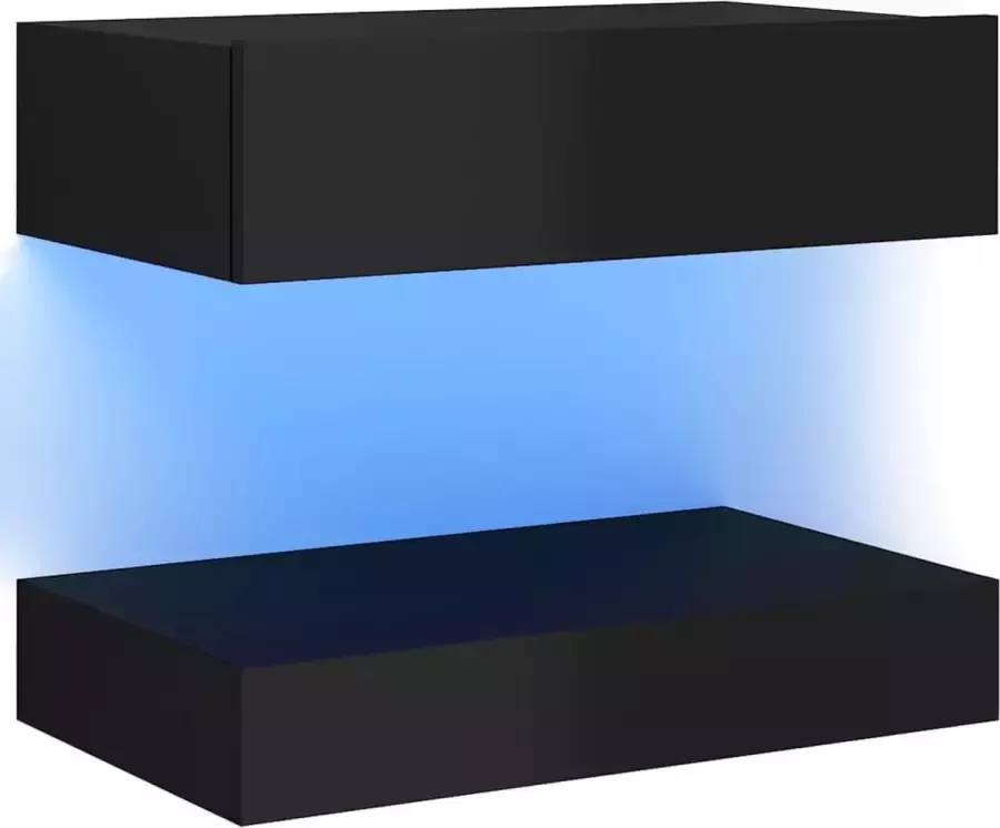 VidaLife Tv-meubel met LED-verlichting 60x35 cm hoogglans zwart