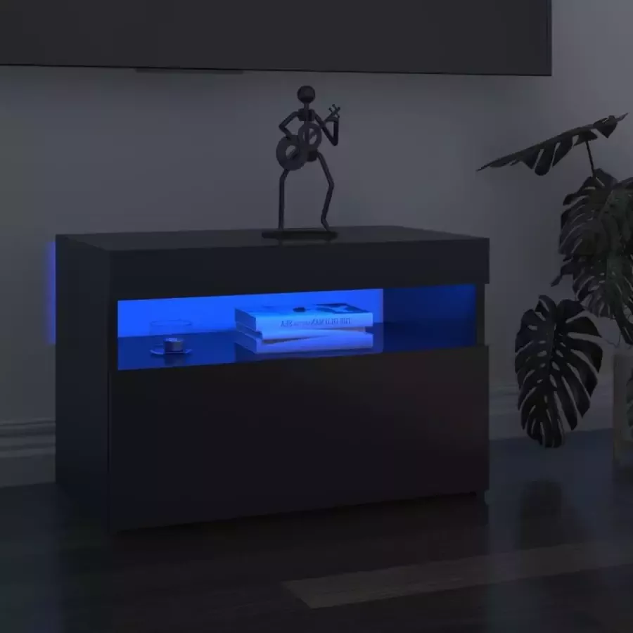 VidaLife Tv-meubel met LED-verlichting 60x35x40 cm hoogglans grijs