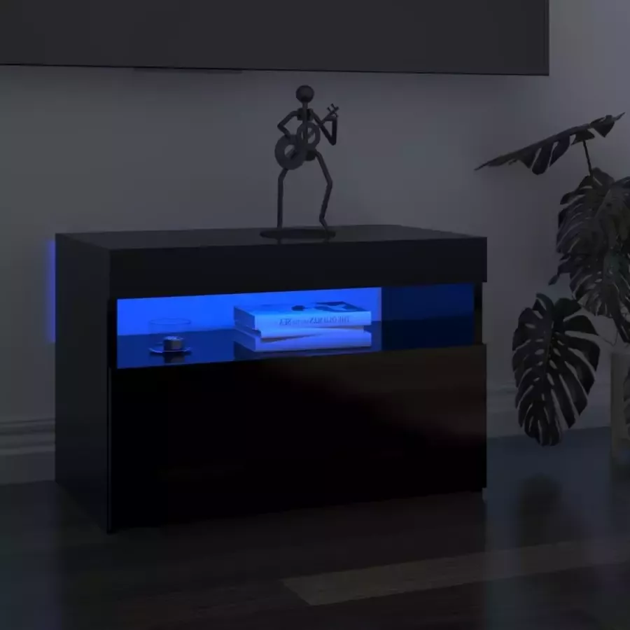 VidaLife Tv-meubel met LED-verlichting 60x35x40 cm hoogglans zwart