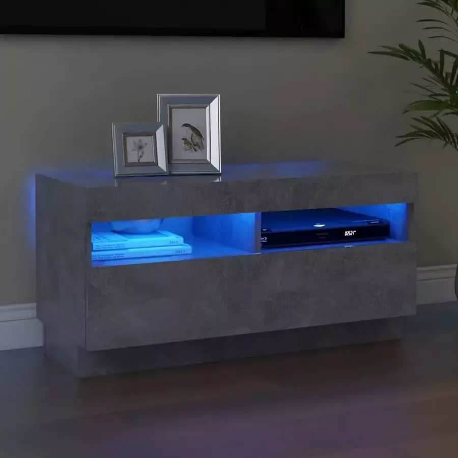 VidaLife Tv-meubel met LED-verlichting 80x35x40 cm betongrijs
