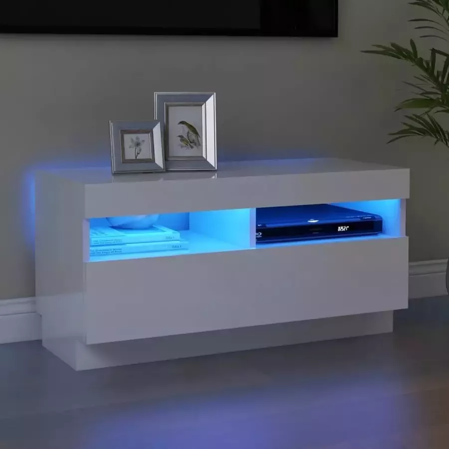 VidaLife Tv-meubel met LED-verlichting 80x35x40 cm hoogglans wit
