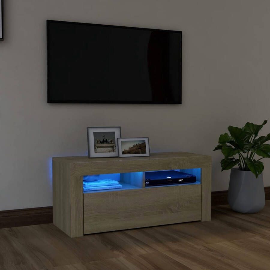 VidaLife Tv-meubel met LED-verlichting 90x35x40 cm sonoma eikenkleurig