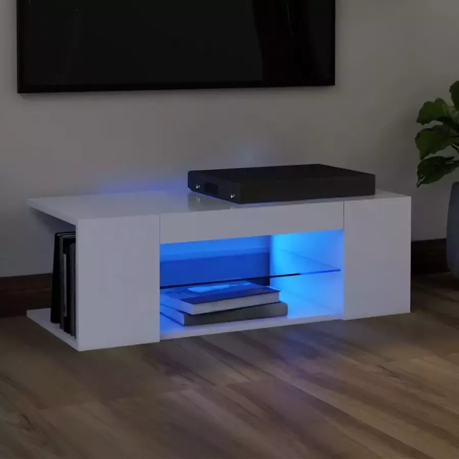 VidaLife Tv-meubel met LED-verlichting 90x39x30 cm wit