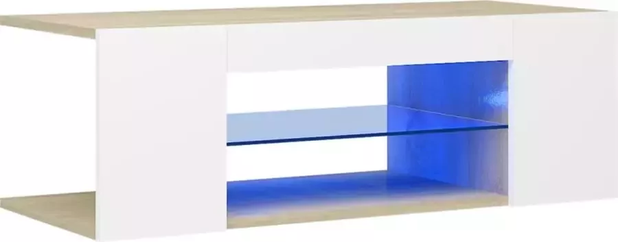 VidaLife Tv-meubel met LED-verlichting 90x39x30 cm wit sonoma eikenkleur