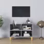 VidaLife Tv-meubel met massief houten poten 69 5x30x50 cm betongrijs - Thumbnail 2