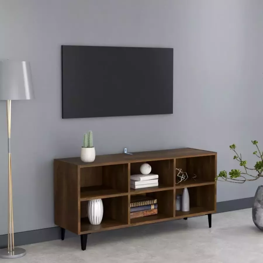 VidaLife Tv-meubel met metalen poten 103 5x30x50 cm bruineikenkleurig