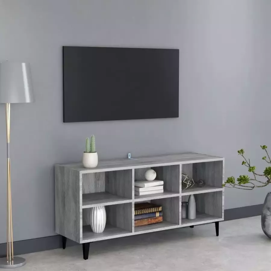 VidaLife Tv-meubel met metalen poten 103 5x30x50 cm grijs sonoma eiken