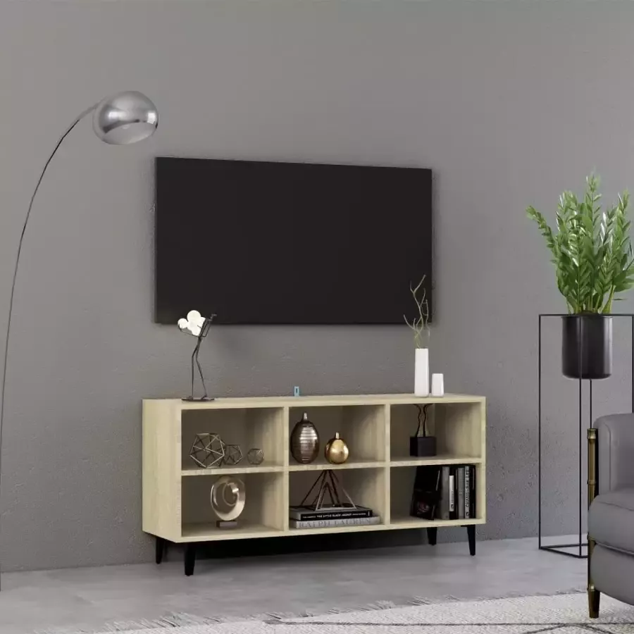 VidaLife Tv-meubel met metalen poten 103 5x30x50 cm sonoma eikenkleurig