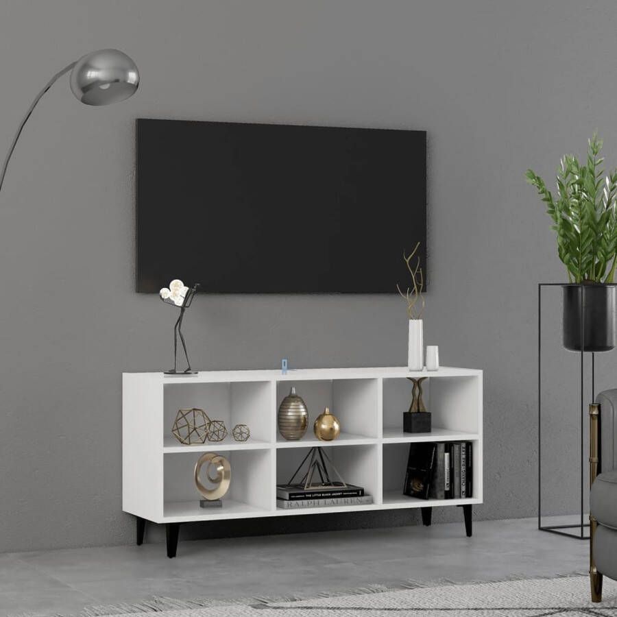 VidaLife Tv-meubel met metalen poten 103 5x30x50 cm wit