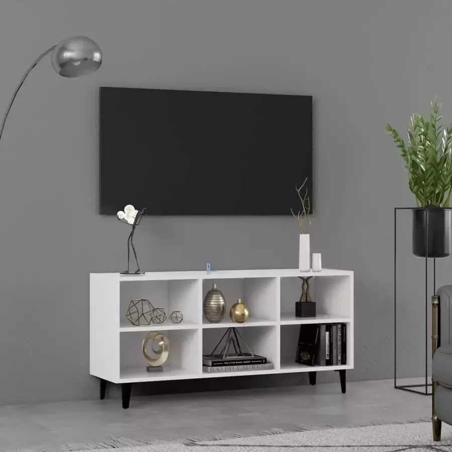 VidaLife Tv-meubel met metalen poten 103 5x30x50 cm wit