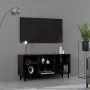 VidaLife Tv-meubel met metalen poten 103 5x30x50 cm zwart - Thumbnail 2
