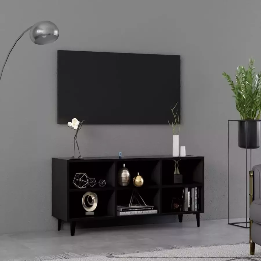 VidaLife Tv-meubel met metalen poten 103 5x30x50 cm zwart