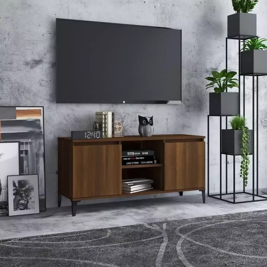 VidaLife Tv-meubel met metalen poten 103 5x35x50 cm bruineikenkleurig
