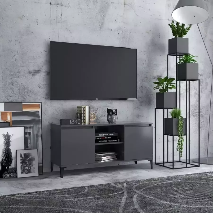 VidaLife Tv-meubel met metalen poten 103 5x35x50 cm grijs