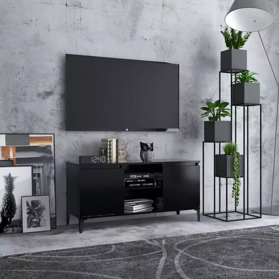 VidaLife Tv-meubel met metalen poten 103 5x35x50 cm zwart