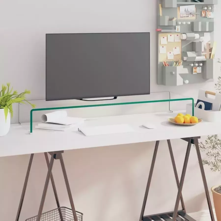 VidaLife TV-meubel monitorverhoger transparant 100x30x13 cm glas
