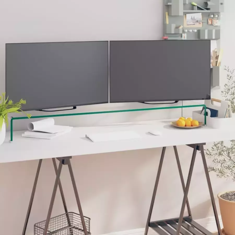 VidaLife TV-meubel monitorverhoger transparant 110x30x13 cm glas