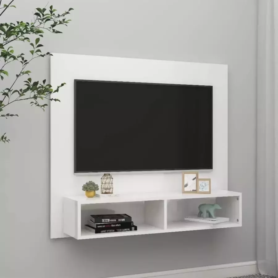 VidaLife Tv-wandmeubel 102x23 5x90 cm spaanplaat hoogglans wit
