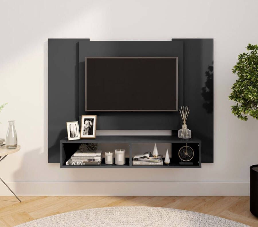 VidaLife Tv-wandmeubel 120x23 5x90 cm spaanplaat hoogglans grijs