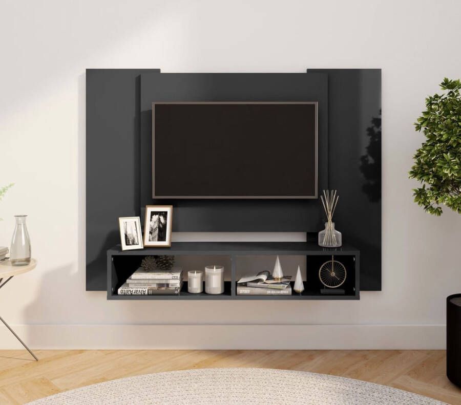 VidaLife Tv-wandmeubel 120x23 5x90 cm spaanplaat hoogglans grijs - Foto 1