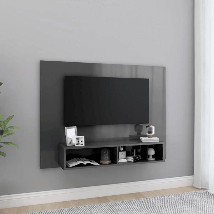 VidaLife Tv-wandmeubel 120x23 5x90 cm spaanplaat hoogglans grijs