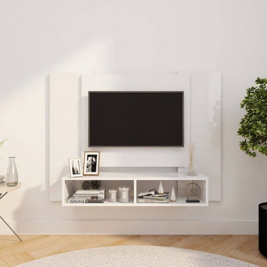 VidaLife Tv-wandmeubel 120x23 5x90 cm spaanplaat hoogglans wit - Foto 1