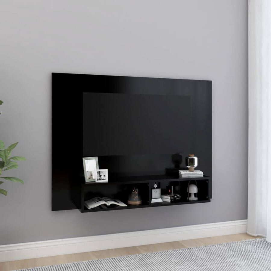 VidaLife Tv-wandmeubel 120x23 5x90 cm spaanplaat zwart - Foto 1