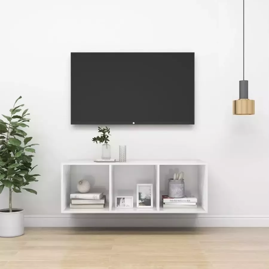 VidaLife Tv-wandmeubel 37x37x107 cm spaanplaat hoogglans wit