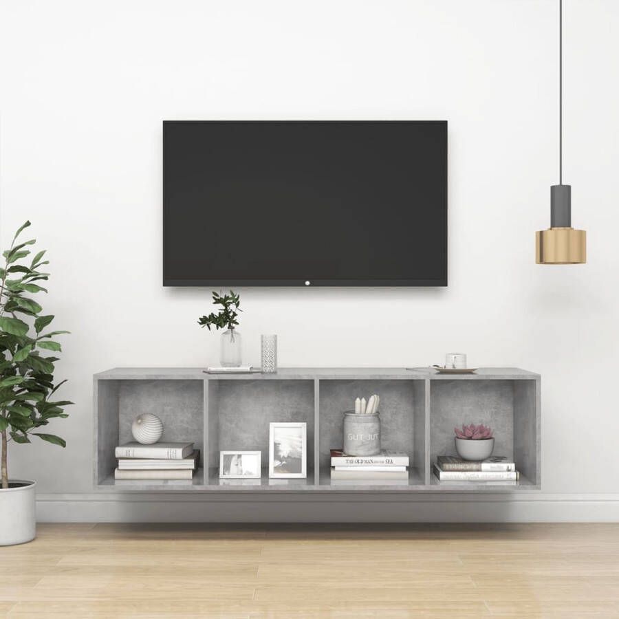 VidaLife Tv-wandmeubel 37x37x142 5 cm spaanplaat betongrijs