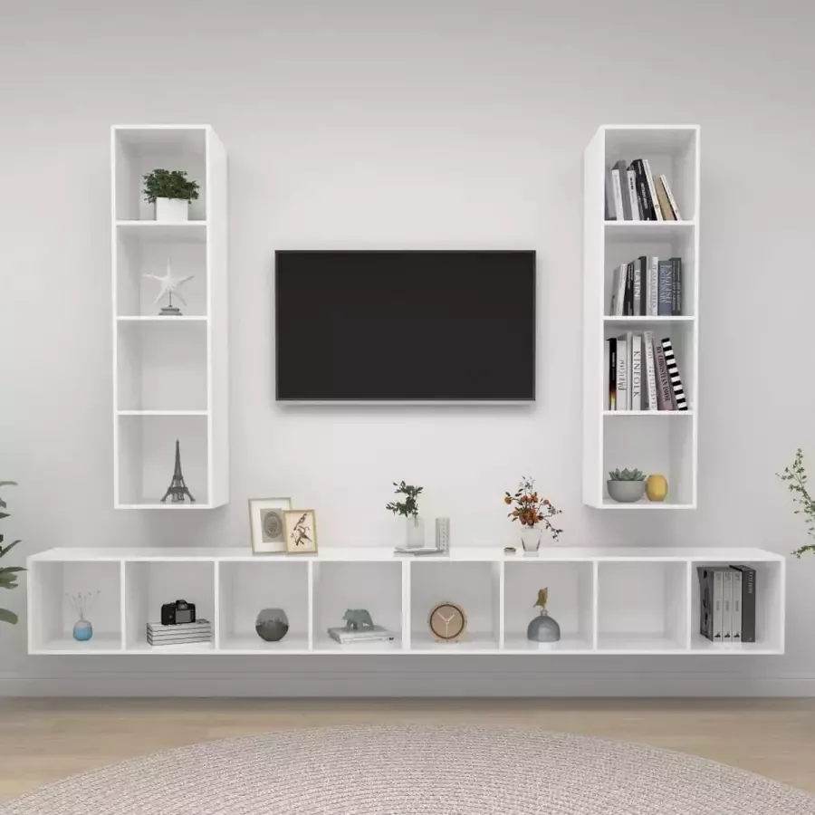 VidaLife Tv-wandmeubelen 4 st spaanplaat hoogglans wit