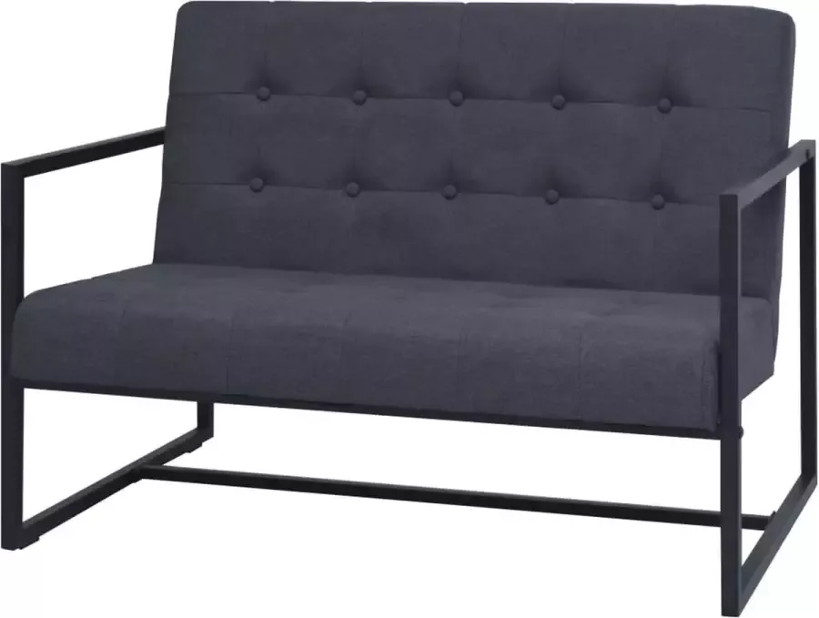VidaLife Tweezitsbank met armleuningen staal en stof donkergrijs